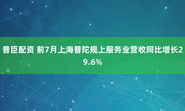 普臣配资 前7月上海普陀规上服务业营收同比增长29.6%